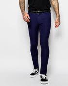 Asos Super Skinny Smart Trousers In Blue Mini Check - Blue