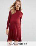 Asos Maternity Knit Swing Dress In Cashmere Mix - Red
