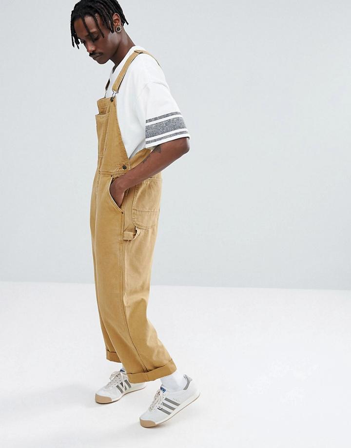 Asos Skater Overall In Tobacco With Workwear Styling - Tan