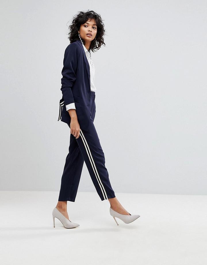 Y.a.s Side Stripe Pants - Navy