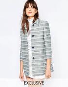 Helene Berman Short A-line Coat In Geo Texture - 13 Multi