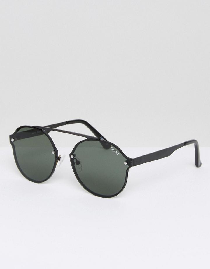 Quay Australia Camden Heights Round Sunglasses In Black - Black