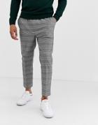 New Look Slim Smart Pants In Gray Check