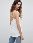 Asos Cami With Cross Straps In Swing Fit - White