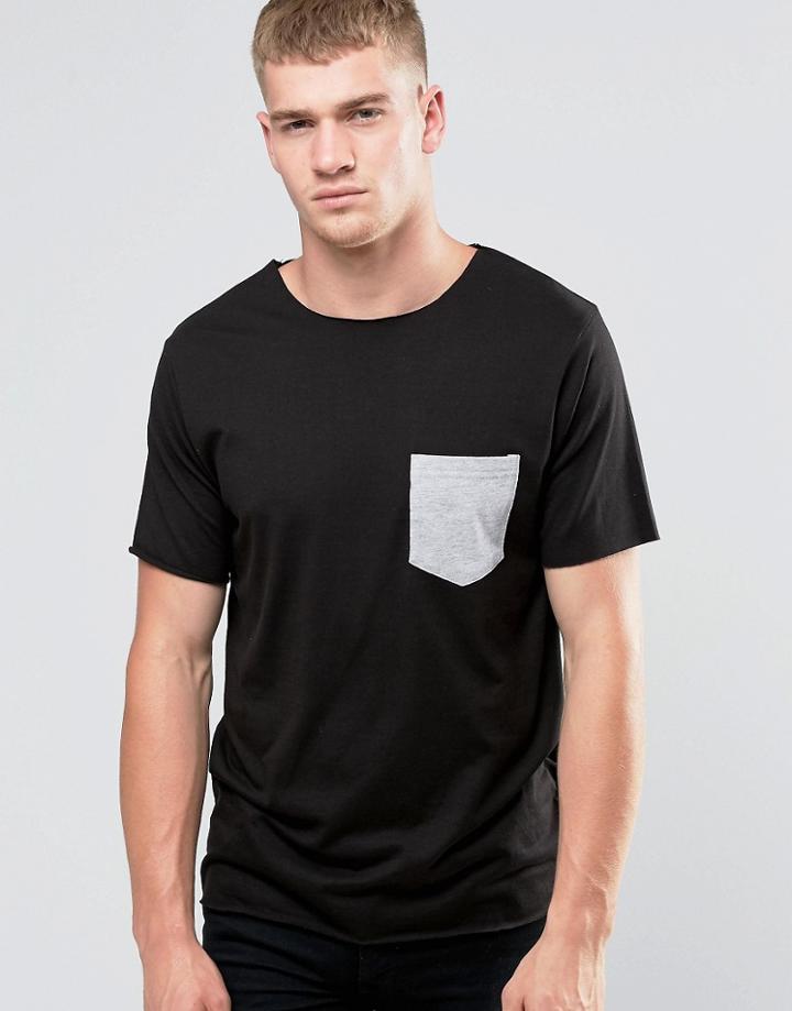 Another Influence Contrast Chest Pocket T-shirt - Black