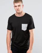 Another Influence Contrast Chest Pocket T-shirt - Black