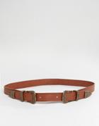 Pieces Double Western Belt With Antique Gold In Tan - Tan