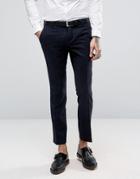 Noose & Monkey Skinny Suit Pants In Brushed Pinstripe - Navy