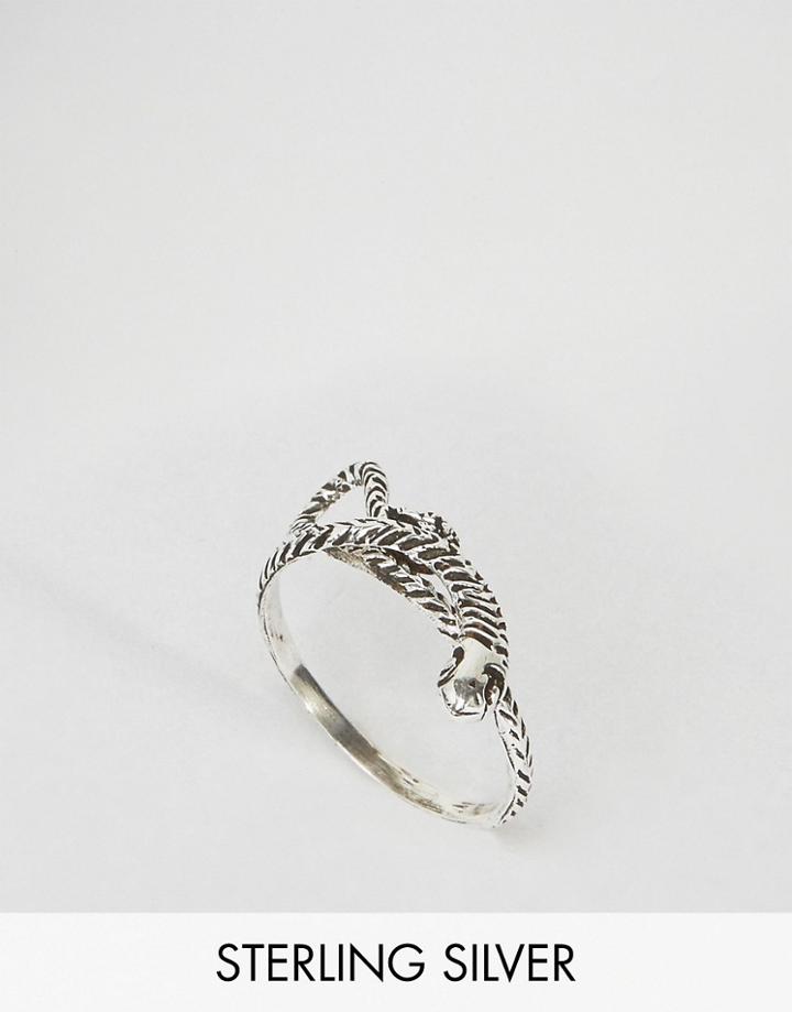 Asos Sterling Silver Snake Ring - Silver