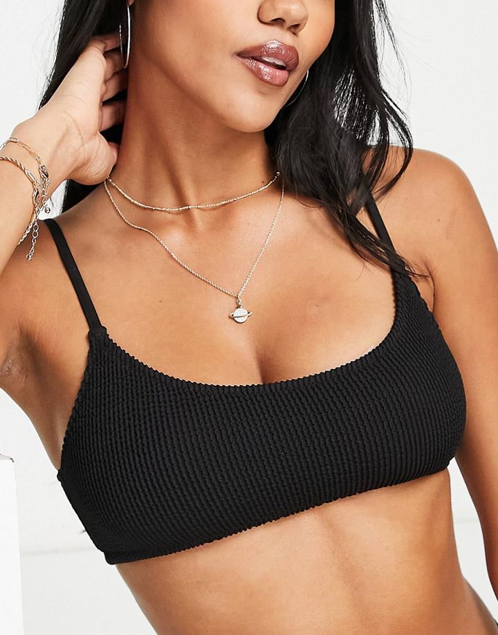 Weekday Scoop Neck Bikini Top In Black