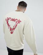 Asos Oversized Sweatshirt With Back Rose Triangle Print - Beige