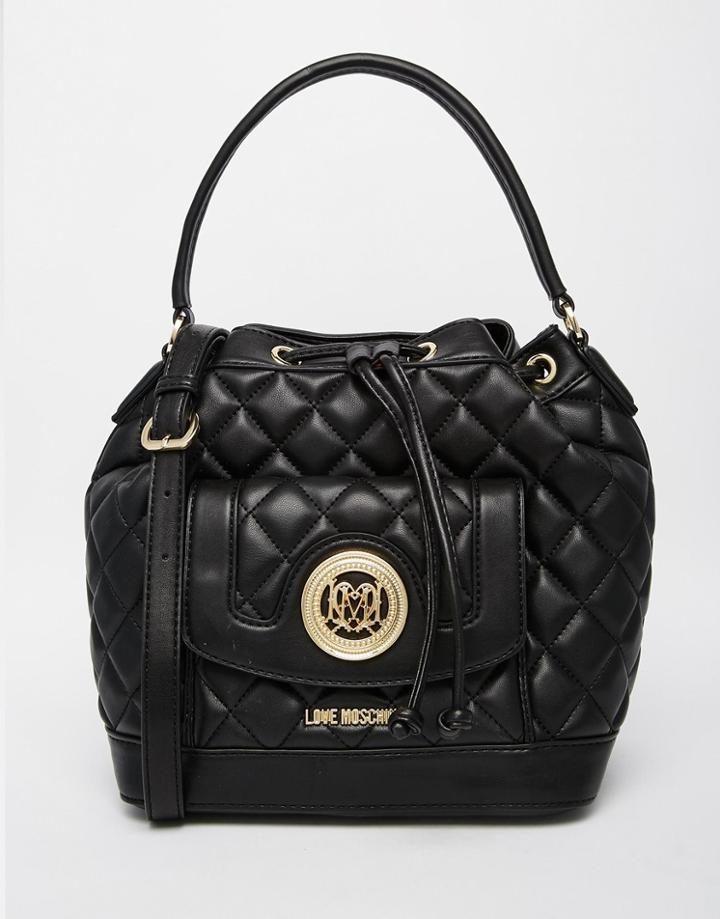 Love Moschino Quilted Bucket Bag In Black - 000 Black