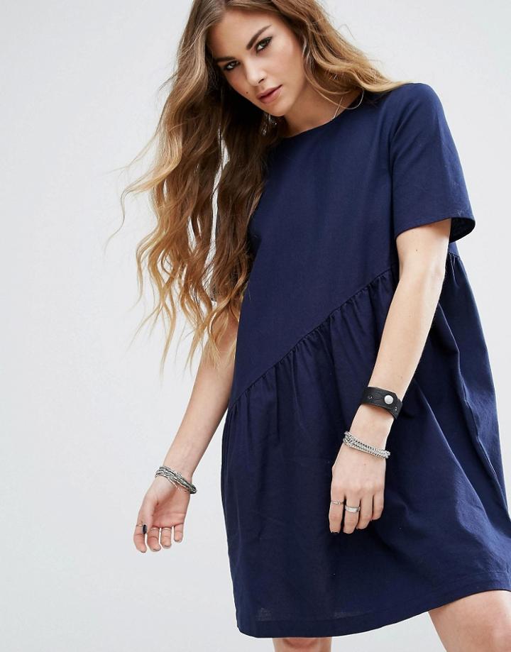Noisy May Asymmetric Swing Dress - Navy