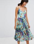 Oasis Tropical Pleat Midi Cami Dress - Multi
