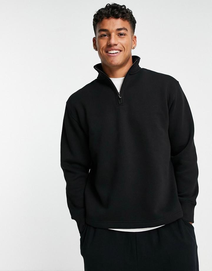 Topman Half Zip Sweat Jacket In Black - Part Of A Set