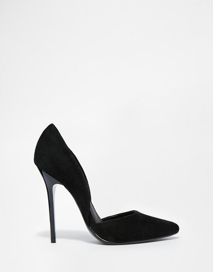Steve Madden Varcityy Black Heeled Pumps - Black Suede