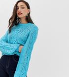 Y.a.s Tall Chunky Cable Knitted Sweater - Blue