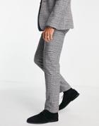 Asos Design Slim Wool Mix Suit Pants In Prince Of Wales Check-black