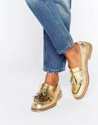 Asos Milano Premium Leather Loafers - Gold