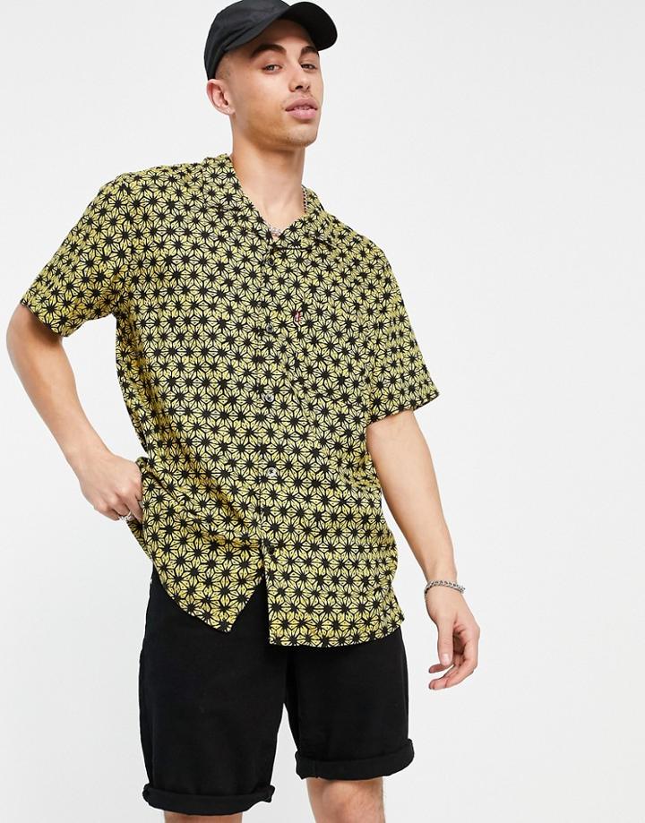Levi's Cubano Short Sleeve Star Fruit Tie Dye Print Shirt In Super Yellow