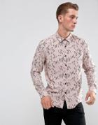 Asos Regular Fit Shirt With Line Print - Pink