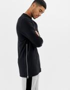 Asos Design Longline Sweatshirt With Side Zips In Black - Black