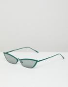 Asos Design Narrow Square Cat Eye Sunglasses - Green
