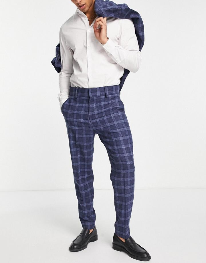 Harry Brown Suit Pants In Blue Check-navy