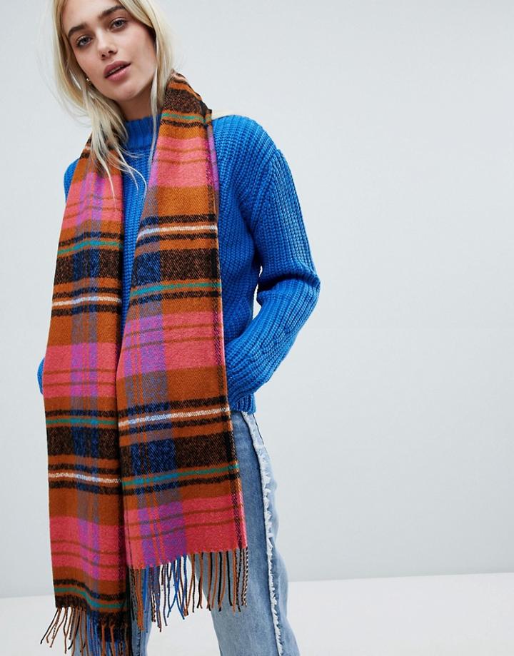 Pieces Bright Check Scarf - Multi