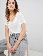 Brave Soul Rhonda Scoop Neck T Shirt - Cream