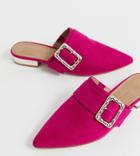 Asos Design Wide Fit Mascot Bamboo Buckle Pointed Mules - Pink