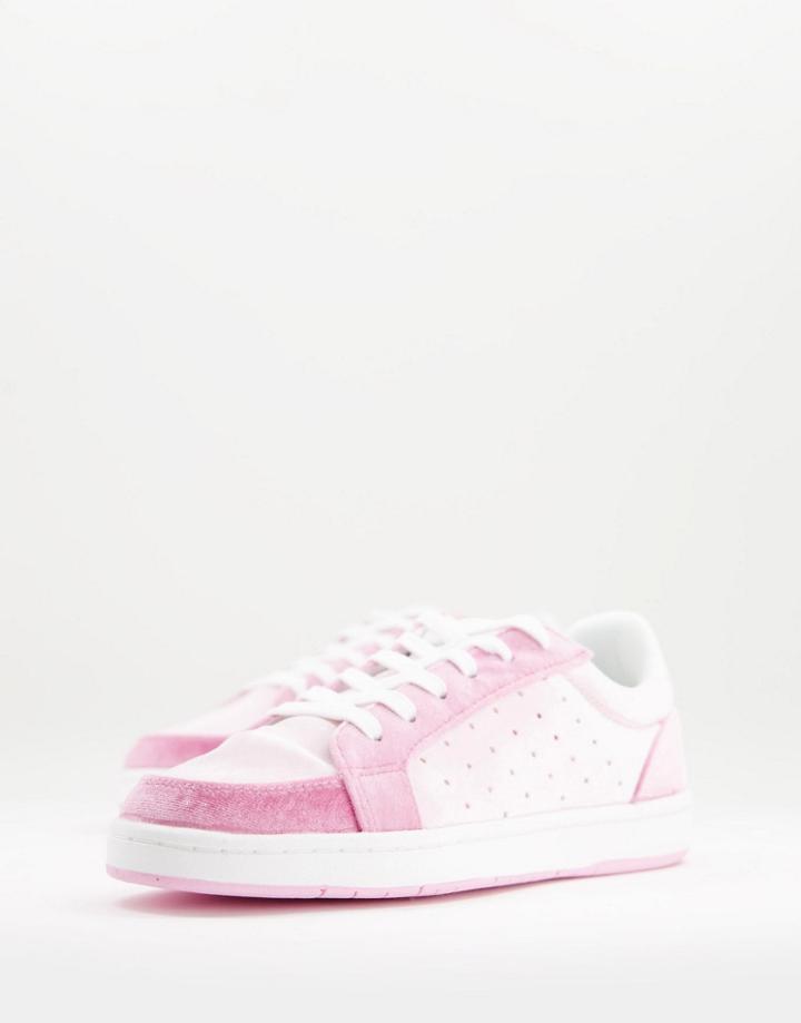 Asos Design Dodie Sneakers In Pink Velvet
