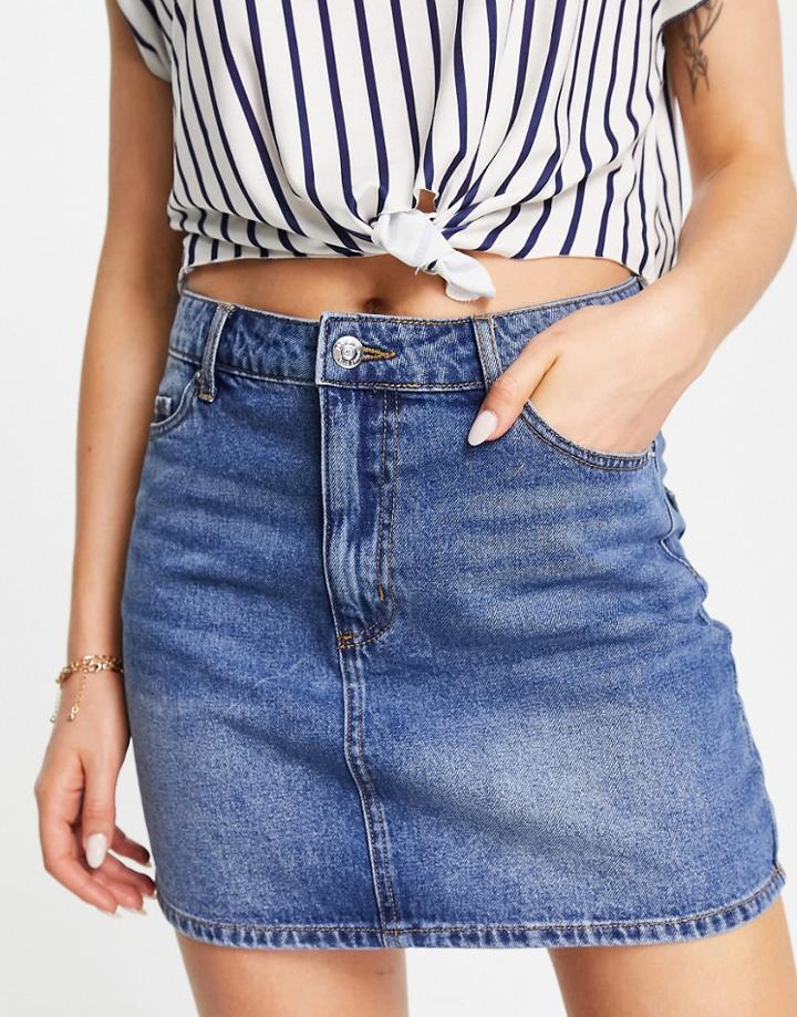 Only Noel Classic Denim Mini Skirt In Blue