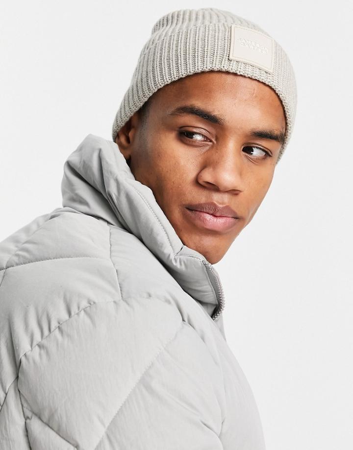 Jameson Carter Alexander Ribbed Beanie In Beige-neutral