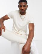 New Look Roll Sleeve T-shirt In Cream-white