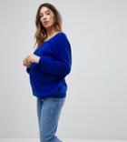 Asos Maternity Sweater With V Back Detail - Blue