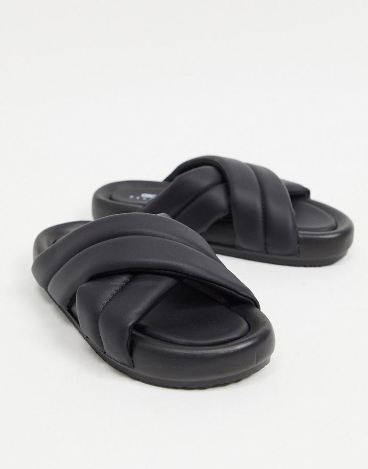 Asos Design Flight Padded Cross-over Slides In Black