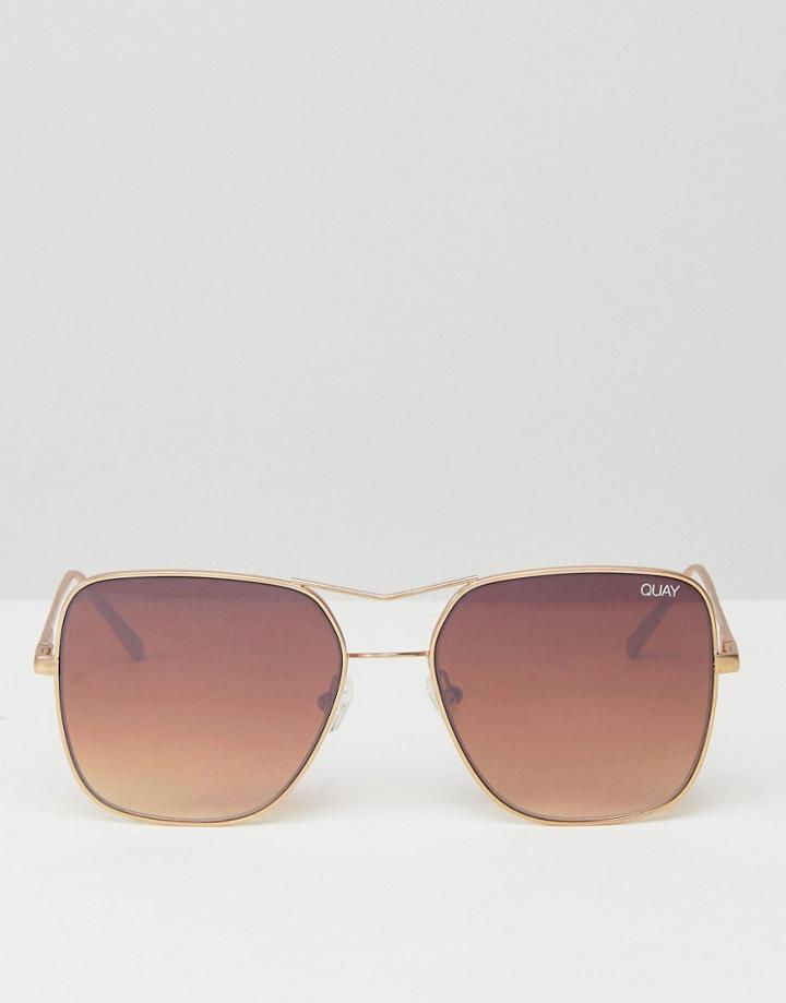 Quay Australia Stop And Stare Square Aviator In Gold - Gold