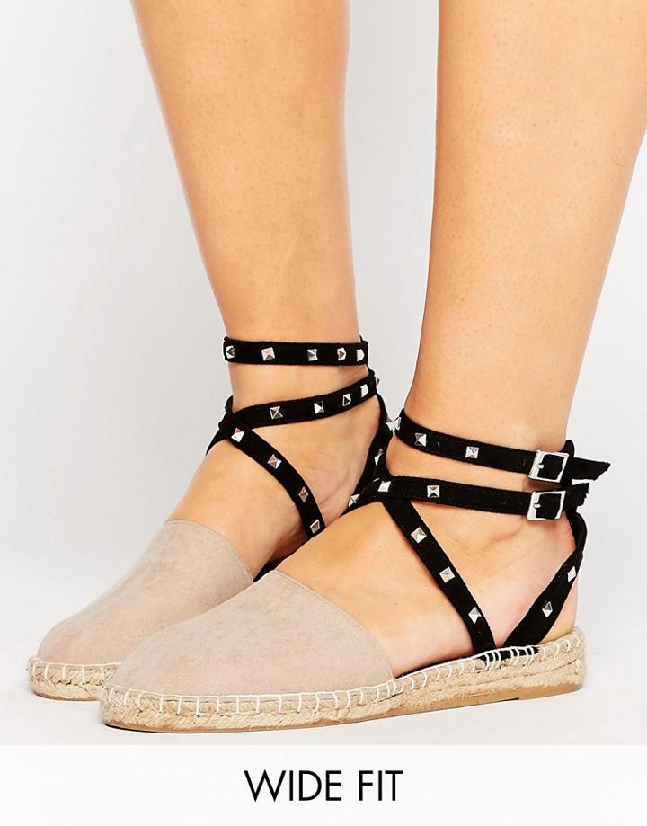 Asos Jinxie Wide Fit Studded Espadrilles - Beige
