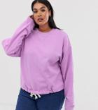 Asos Design Curve Oversized Sweatshirt With Rope Trim Hem-purple