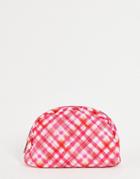 Pieces Make Up Bag In Pink & Red Check-multi