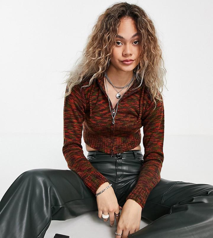 Collusion Knitted Hoodie In Space Dye Print-multi