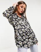Influence Shirt In Daisy Print-black