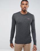 Hollister Falem Crew Neck Sweater Icon Logo Raglan In Gray Marl - Gray