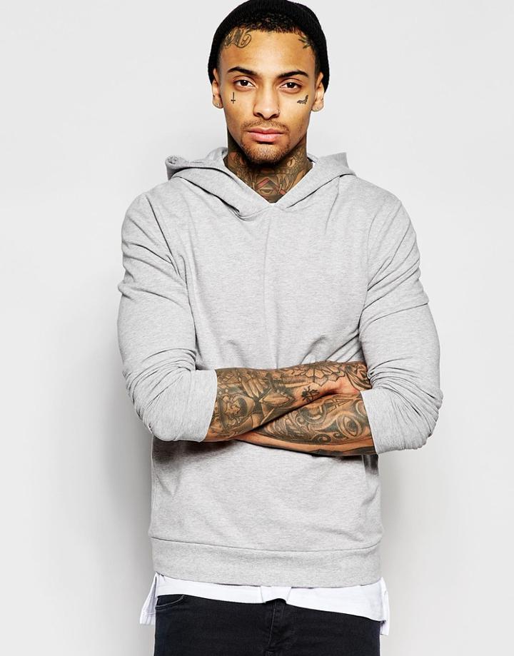 Asos Muscle Hoodie In Gray Marl - Gray Marl