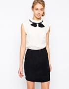Ganni Contrast Print Sleeveless Dress With High Ruffle Neck - Contrast Print