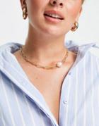 Designb London Exclusive Necklace With Chain Links And Pearl In Gold