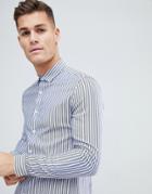 Asos Design Smart Stretch Slim Twill Stripe Shirt - Blue