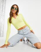 Love & Other Things Collar Knitted Top In Yellow