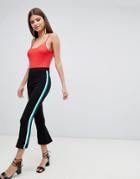 Asos Design Cropped Flare Leggings With Side Tape - Black